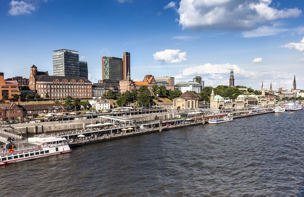 Port and skyline of Hamburg, Germany 