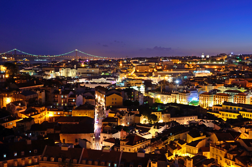 Bairro Alto at night, Lisbon, Portugal 