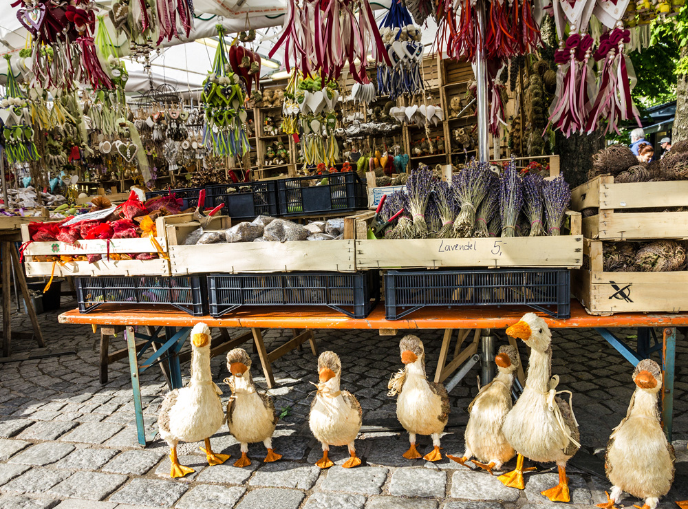 Bavarian souvenirs at Viktualienmarkt, Munich, Germany 