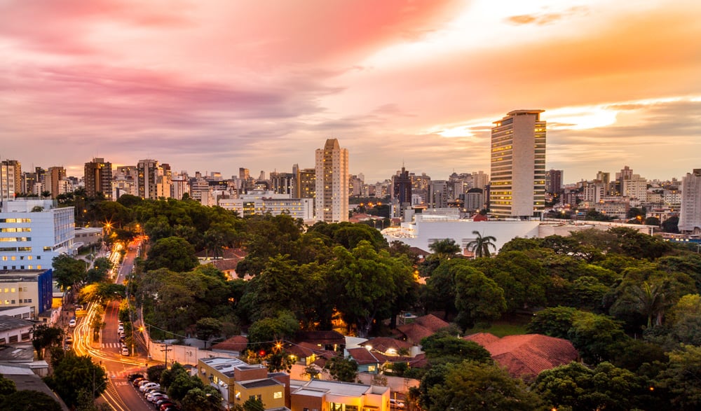 Sunset view of Belo Horizonte, Brazil 