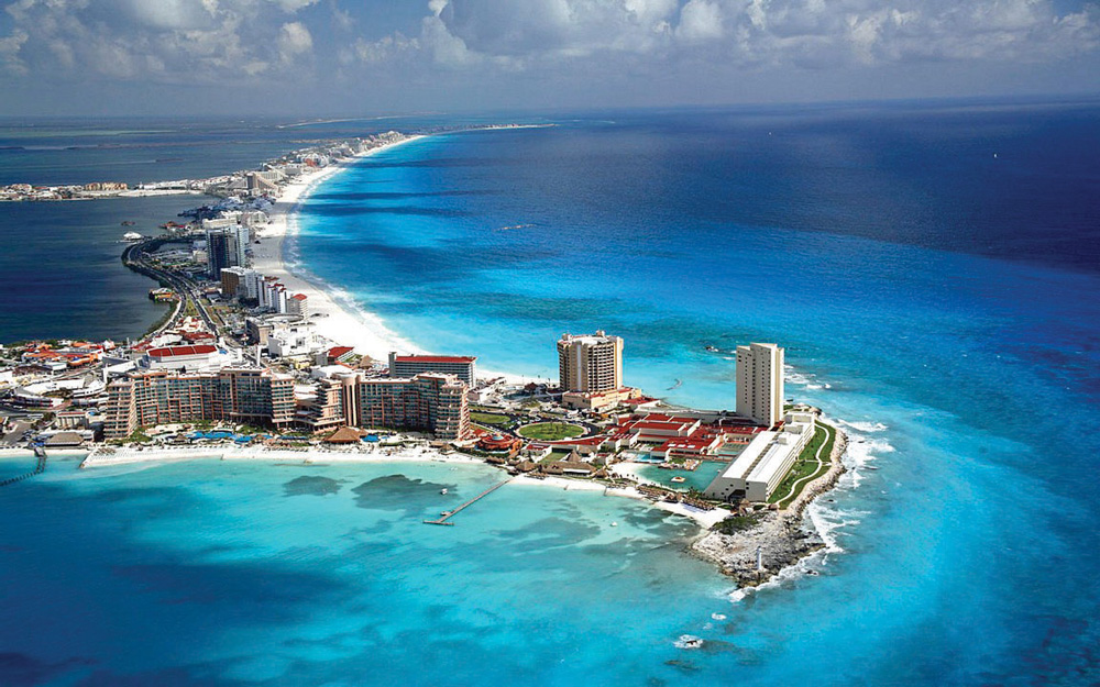 Aerial view of Cancun, Yucatan Peninsula, Mexico
