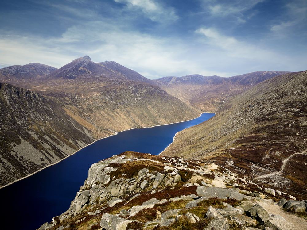 Ben Crom reservoir and mountains of Mourne, County Down, Northern Ireland 