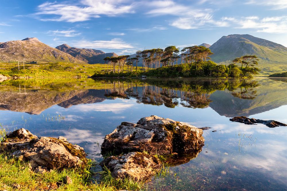 Derryclare Lough with Connemara mountains in the background, Ireland 