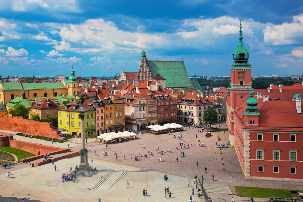 Royal Castle and Sigismund's Column in Old Town, Warsaw, Poland 