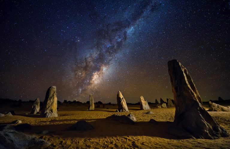 Starry night at the Pinnacles, Western Australia, Australia