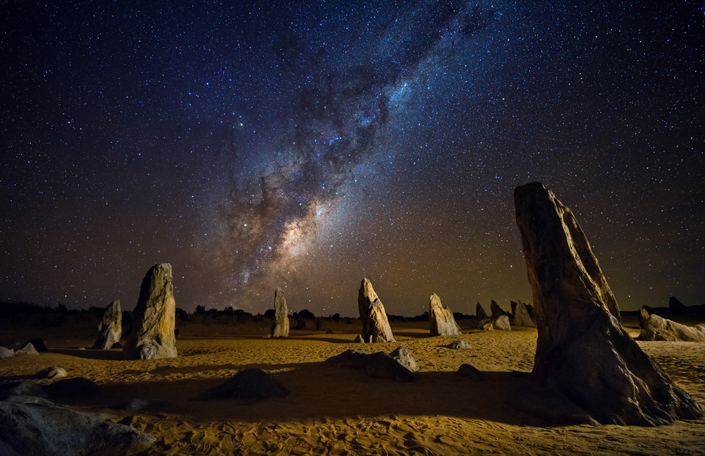 Starry night at the Pinnacles, Western Australia, Australia