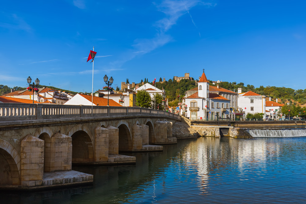 Town of Tomar with Convent of Christ on hill, Portugal 