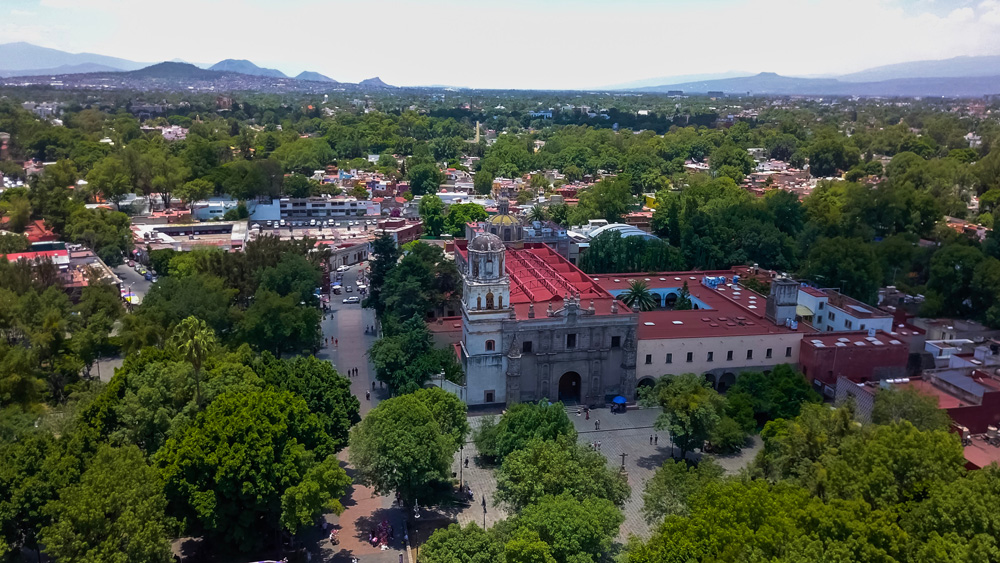 Aerial view of Coyoacan neighbourhood, Mexico City, Mexico 