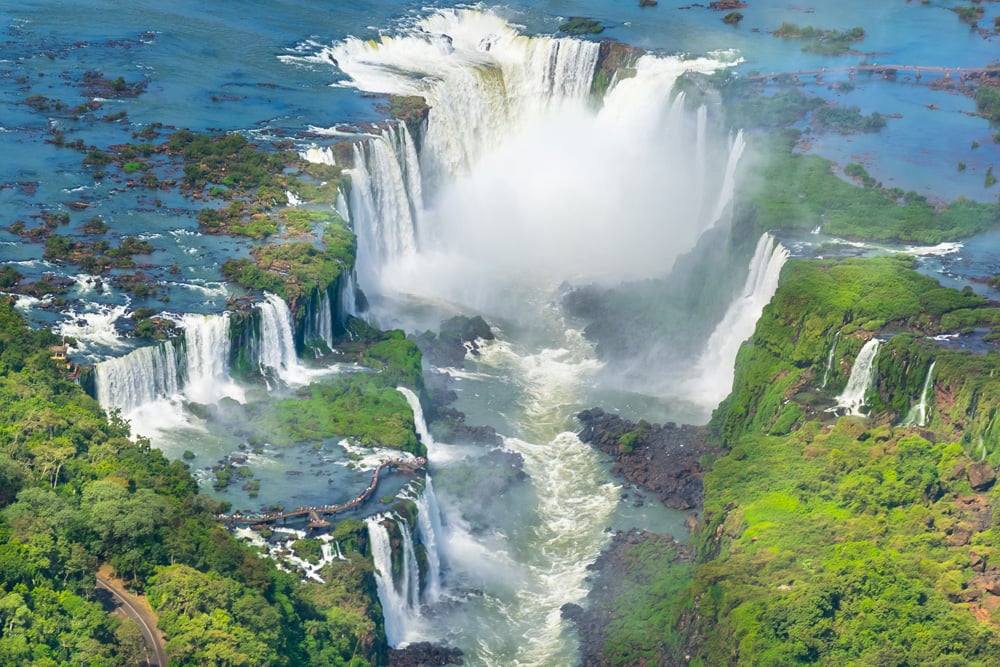 Aerial view of Iguassu Falls, Argentina Brazil 