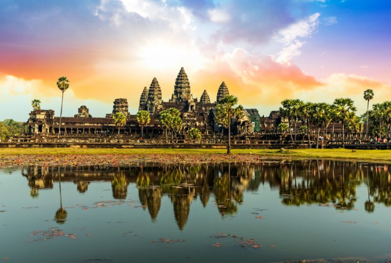 Colourful sunrise in Angkor Wat, Siem Reap, Cambodia