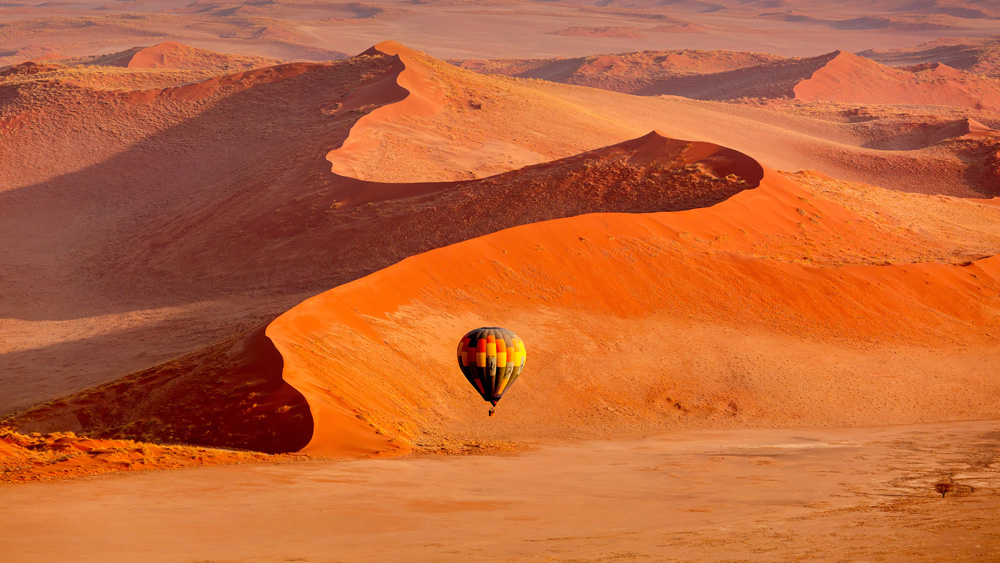 Exploring Sossusvlei by hot air balloon, Namibia 