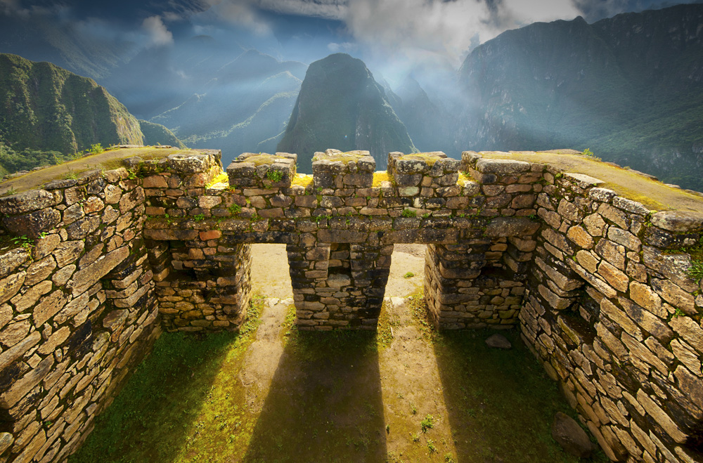 Inca wall in Machu Picchu, Peru