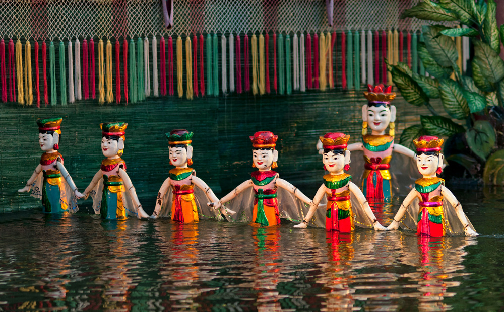 Performance at Thang Long Water Puppet Theatre in Hanoi, Vietnam 