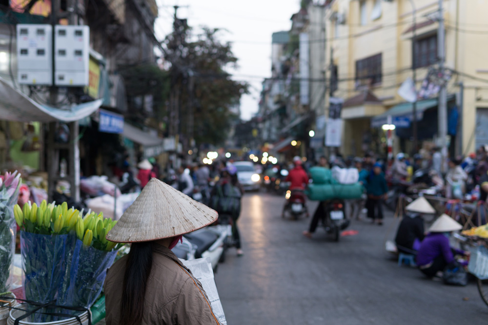 Street life in the Old Quarter, Hanoi, Vietnam 