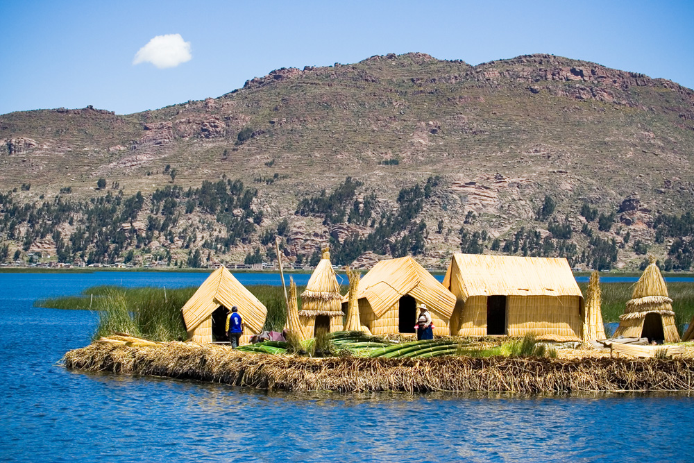 Uros floating island on Lake Titicaca, Peru