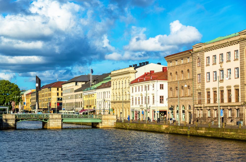 Canal in the historic centre of Gothenburg, Sweden 
