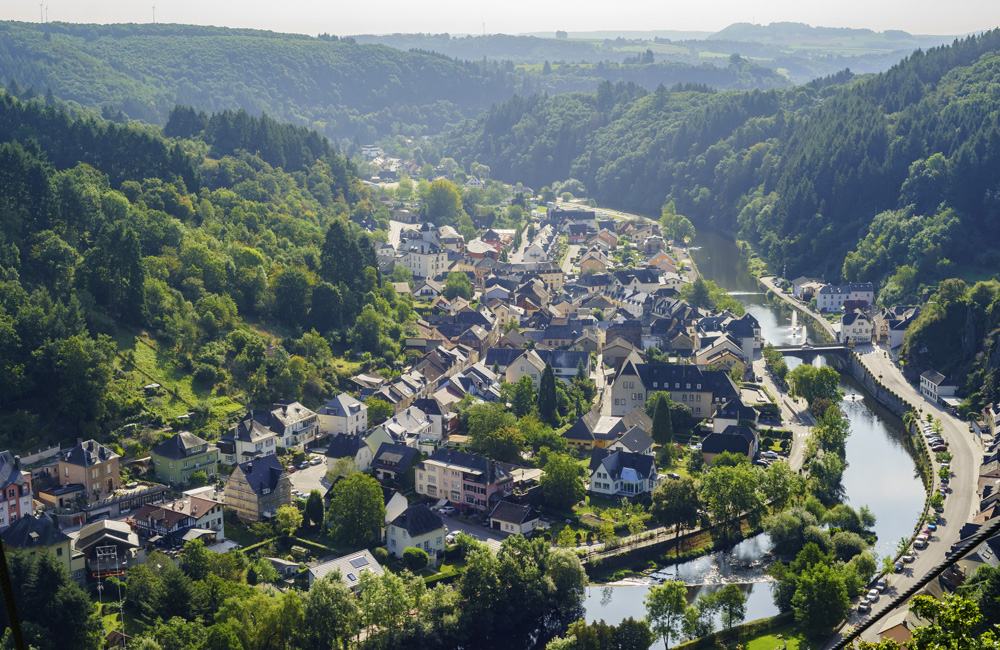 Aerial view of Vianden city, Luxembourg 