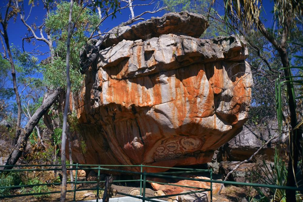Ancient Aboriginal rock art by the Gwion people in Mitchell Plateau, Kimberley, Western Australia 