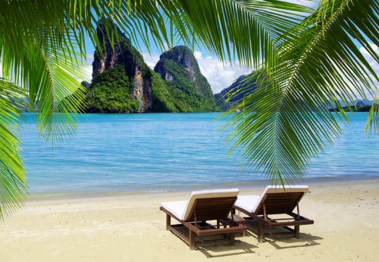 Beach with Two Lounge Chairs, Thailand Vacations