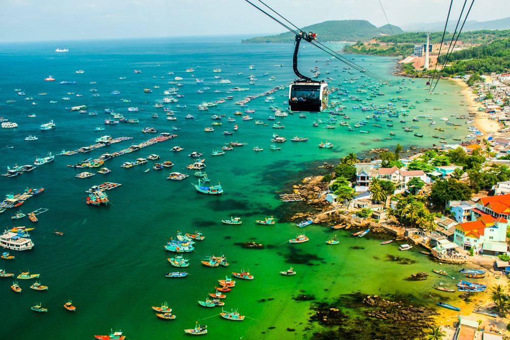 Cable car situated on Phu Quoc Island, Vietnam 