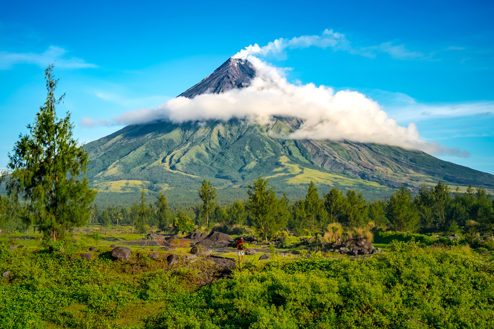 Mayon Volcano on the island of Luzon in the Philippines 