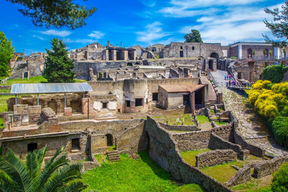 Panoramic view of the ancient city of Pompeii, Italy 