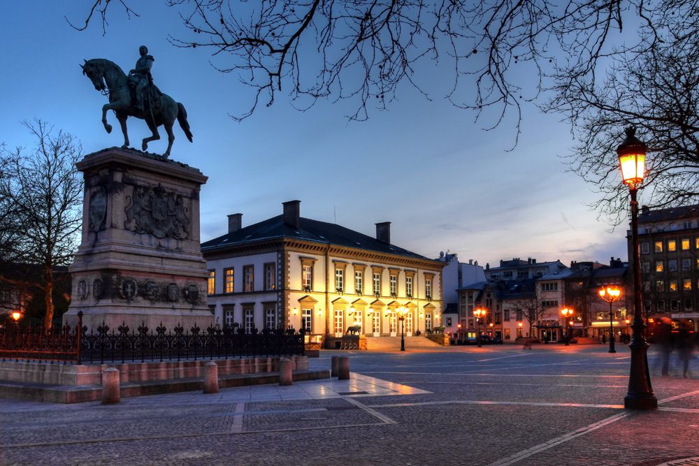 Place Guillaume II Square at night, Luxembourg City, Luxembourg 