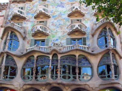 Facade of Casa Batllo, Barcelona, Spain 