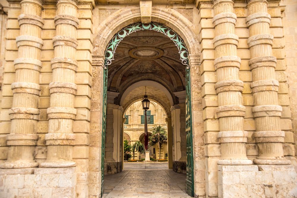 Facade of the Grandmaster's Palace in old city of Valletta, Malta 