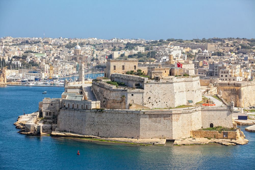 Fort St Elmo as seen from Upper Barrakka Gardens, Valetta, Malta