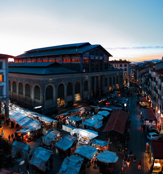 San Lorenzo Market at sunset, Florence, Italy 