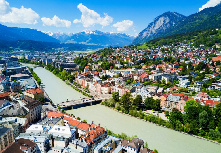 Inns River and Innsbruck city centre, Austria Vacations