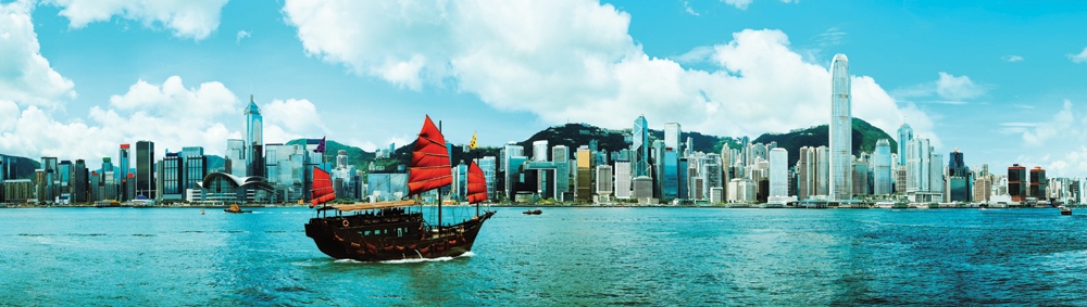 Panorama of Hong Kong skyline from Kowloon, Hong Kong 