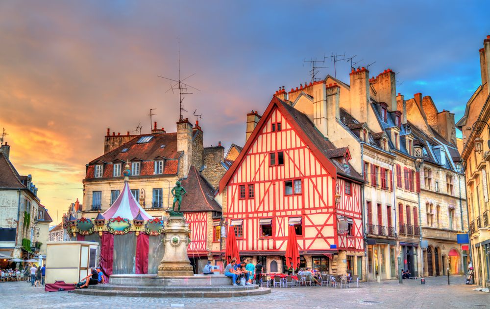 Traditional buildings in the Old Town of Dijon, Burgundy, France 