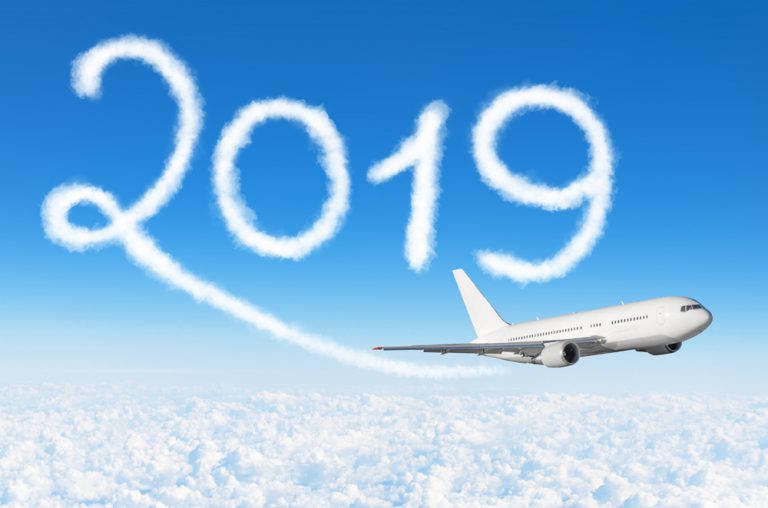 2019 cloud with plane in sky
