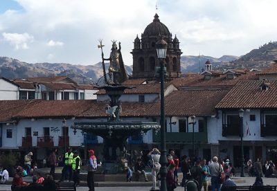 Aren Bergstrom - Statue of Pachacutec in Plaza de Armas, Cusco, Peru - Cropped Holidays