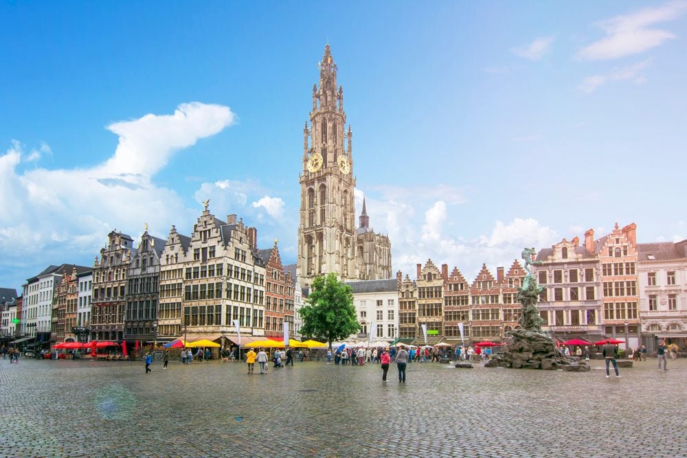 Market square and Cathedral of Our Lady, Antwerp, Belgium 