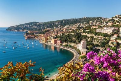 Panoramic view of Cote d'Azur near the town of Villefranche-sur-Mer, France Vacations