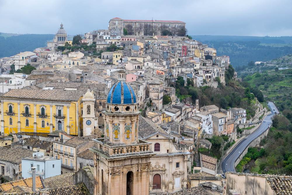 Panoramic view of the village of Ragusa, Sicily, Italy 