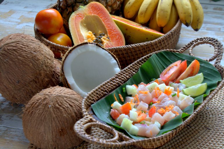 Traditional Tahitian tuna salad, Tahiti (French Polynesia)