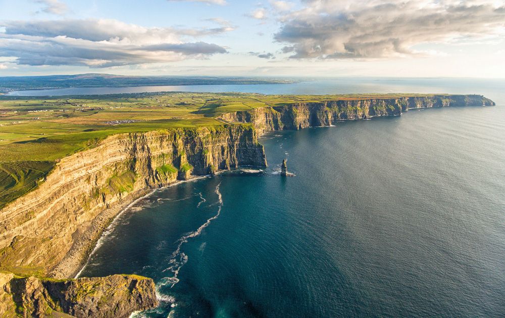 Aerial view of the Cliffs of Moher in County Clare, Ireland 