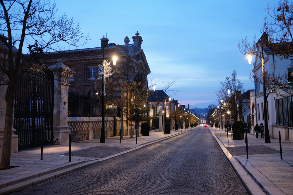 Evening view of Avenue de Champagne, known for its prestigious Champagne houses, Epernay, France 