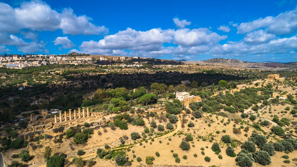 Aerial view of Valley of the Temples in Agrigento, Sicily, Italy 