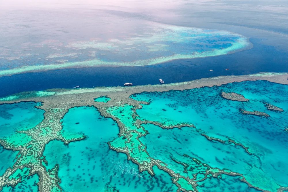 Aerial view of the Great Barrier Reef, Queensland, Australia 