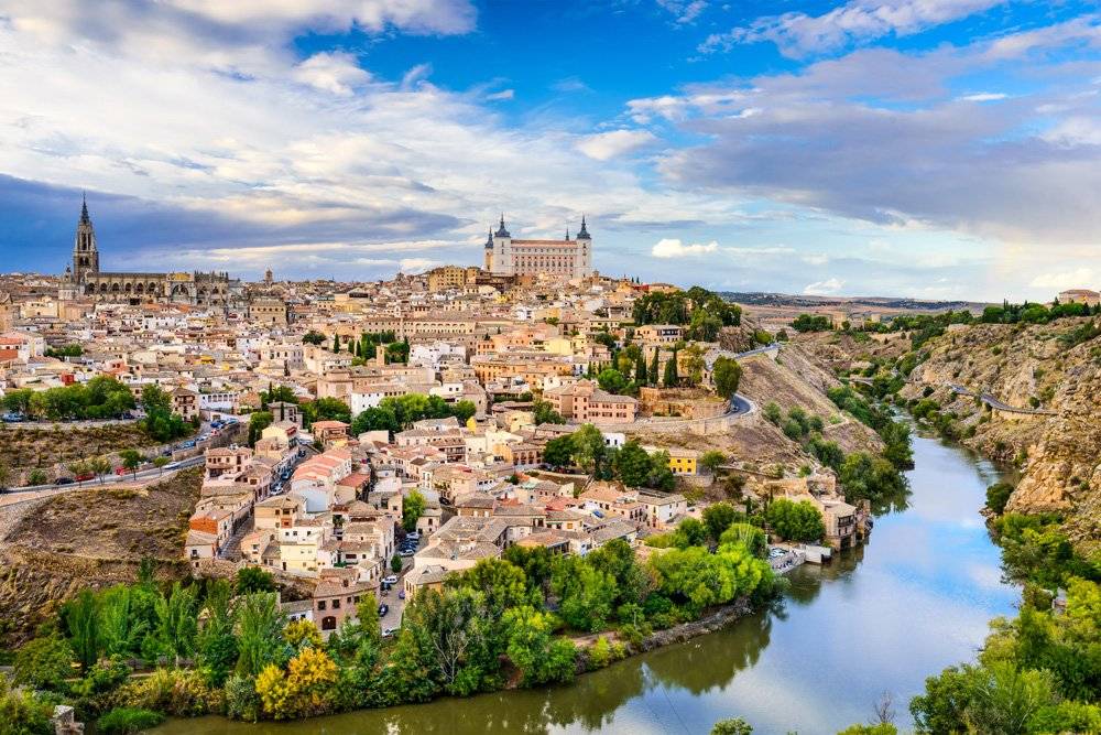 Aerial view of the old town, Toledo, Spain 
