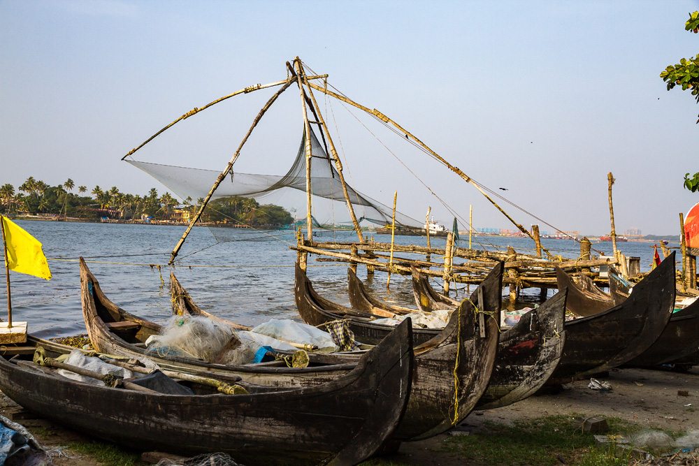 Chinese fishing nets in Cochin, Kerala, India 