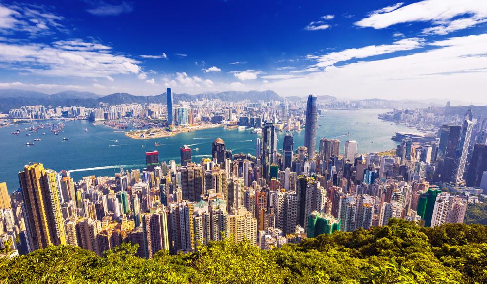 Hong Kong city skyline from Victoria Peak 