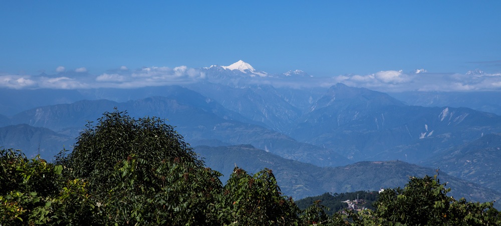 Panorama of the Himalayas from the village of Nagarkot, Nepal 
