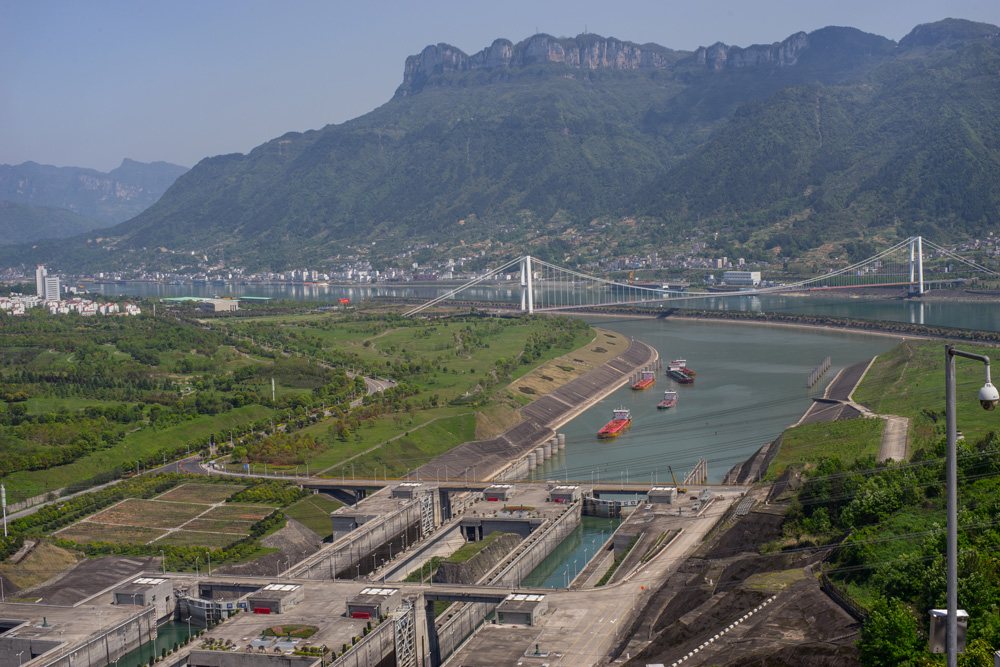 Three Gorges Dam in spring, Yangtze River, China 