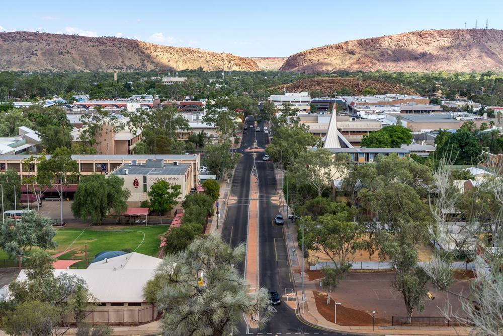 Aerial view of the town of Alice Springs, Northern Territory, Australia 
